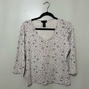 THE LIMITED | Floral Pattern Stretch V-Neck Top